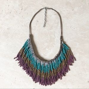 Ombré fringe beaded necklace bib